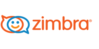 Zimbra logo with an orange and blue chat bubble and a smiling face