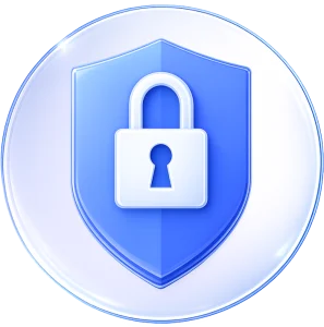 glass-authentication An image of a padlock within a shield.